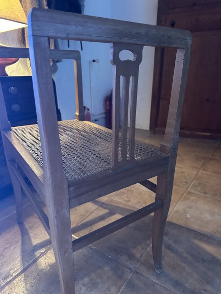 Taburete Art Decó de Madera con Ratán