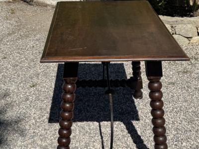 Wooden table, vintage side table with turned legs