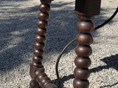 Wooden table, vintage side table with turned legs