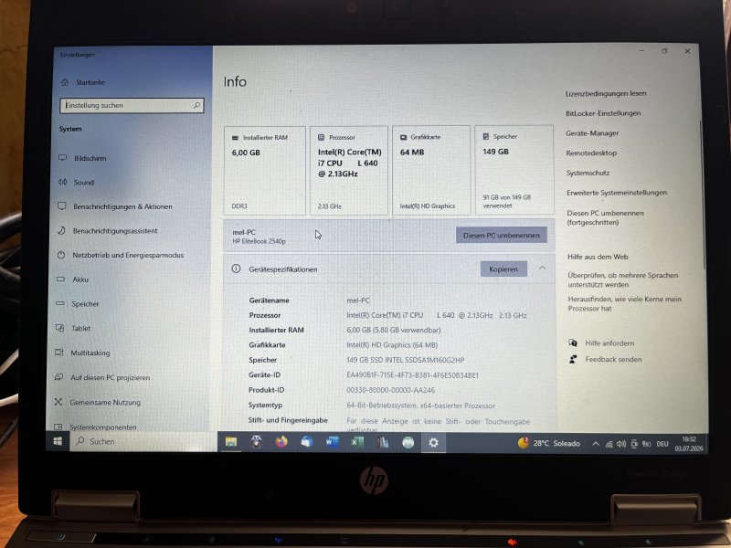 HP portátil EliteBook Intel i7 + regalo