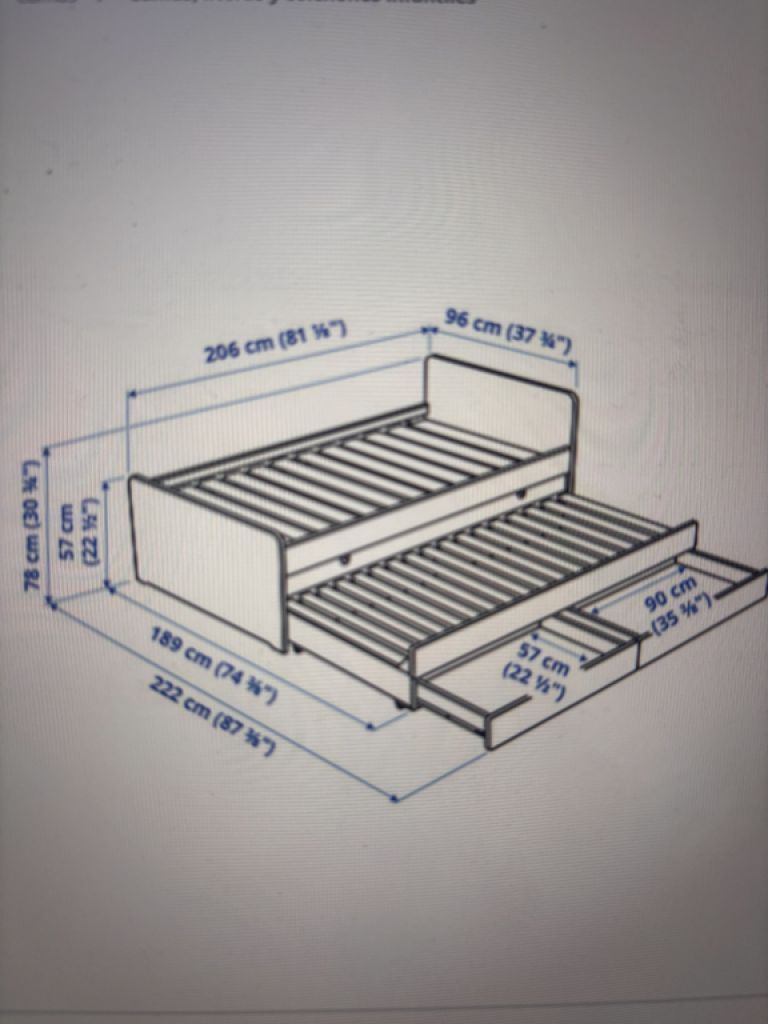 Cama Ikea SLÄKT blanca 90x200 (180x200)