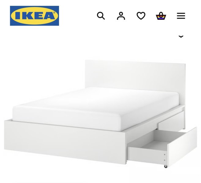 IKEA MALM Bett 140x200 cm inkl. 2 Schubkästen + Taschenfederkernmatratze VESTERÖY