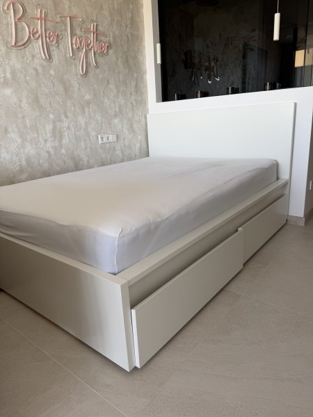 IKEA MALM Bett 140x200 cm inkl. 2 Schubkästen + Taschenfederkernmatratze VESTERÖY