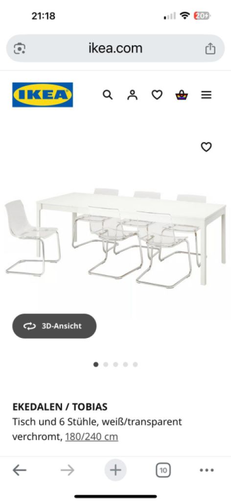 IKEA Tisch EKEDALEN Aausziehtisch Weiss 180/240×90