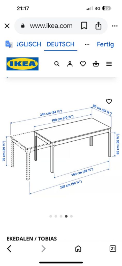 IKEA Tisch EKEDALEN Aausziehtisch Weiss 180/240×90