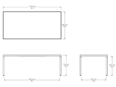ILLUM Outdoor Designer-Tisch mit Keramikplatte von TRIBU pulverbeschichtet 212 x 100 x 76