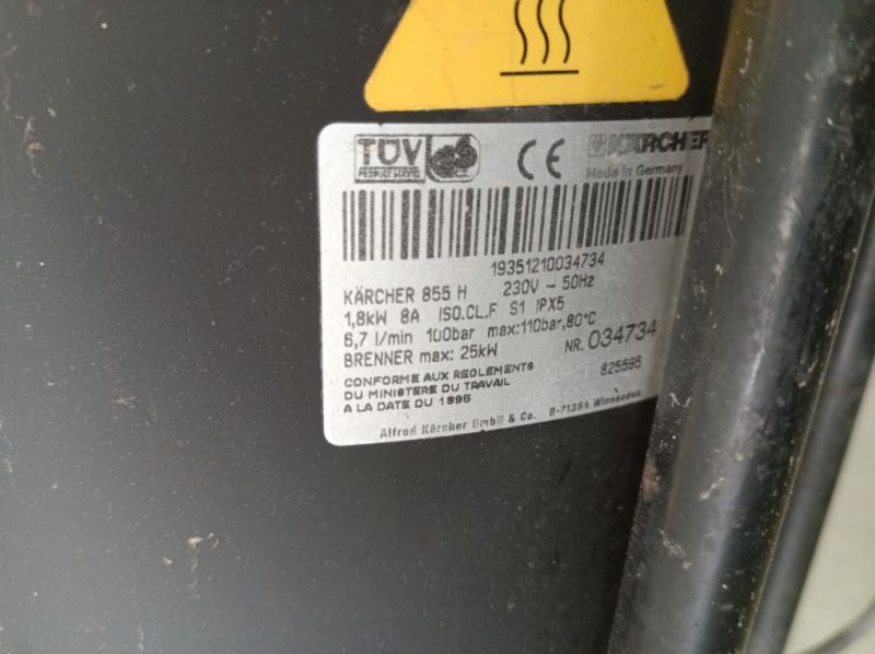 Kärcher 855H Superheated Steamer Diesel Pressure Washer 855 H