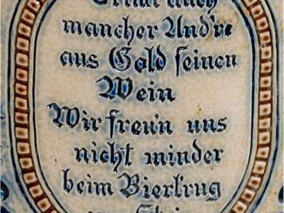 Keramik Weinkrug – Bierkrug, antike Schenkkanne blau um 1880 - Historismus