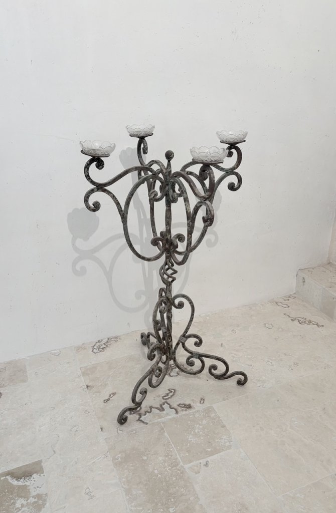 Wrought iron candle holder