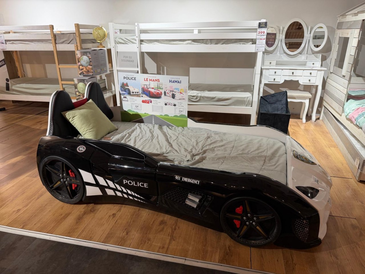Children's Car Bed Police 90x190 cm incl. Mattress - barely used like new