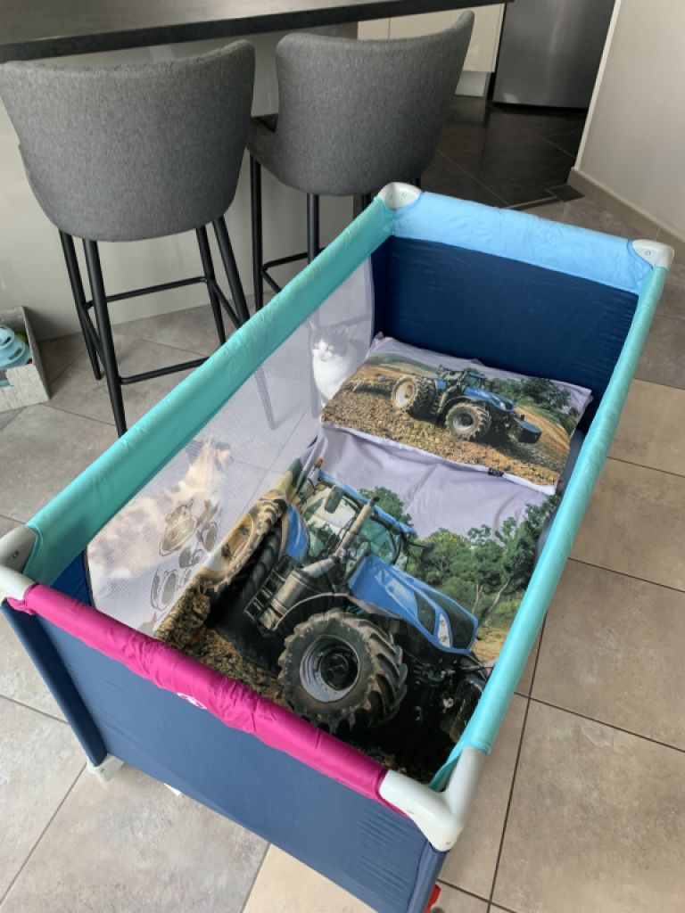 Child travel cot with mattress