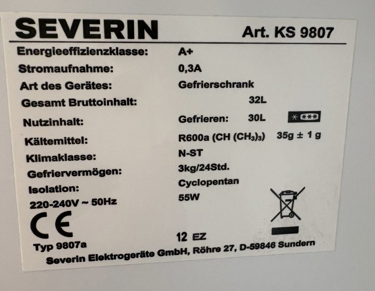 Kleine Gefriertruhe von Severin