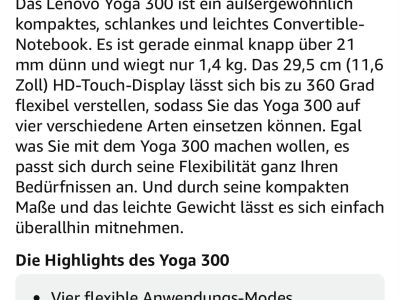 Kompaktes Lenovo Yoga 300 Convertible (Touchscreen)
