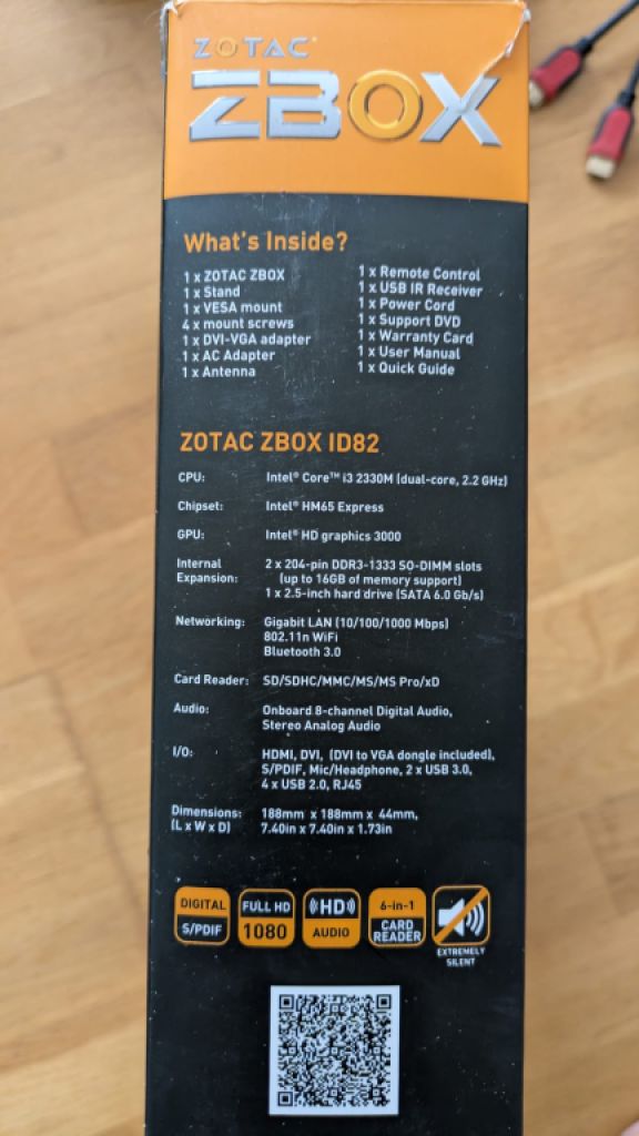 Komplettset ZOTAC ZBOX ID82 + LG-Monitor + Tastatur und Maus