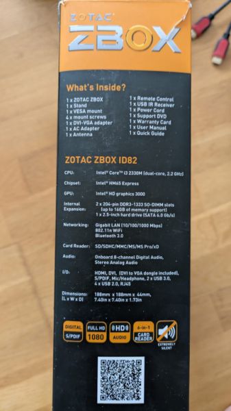 Komplettset ZOTAC ZBOX ID82 + LG-Monitor + Tastatur und Maus