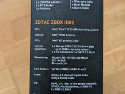 Komplettset ZOTAC ZBOX ID82 + LG-Monitor + Tastatur und Maus