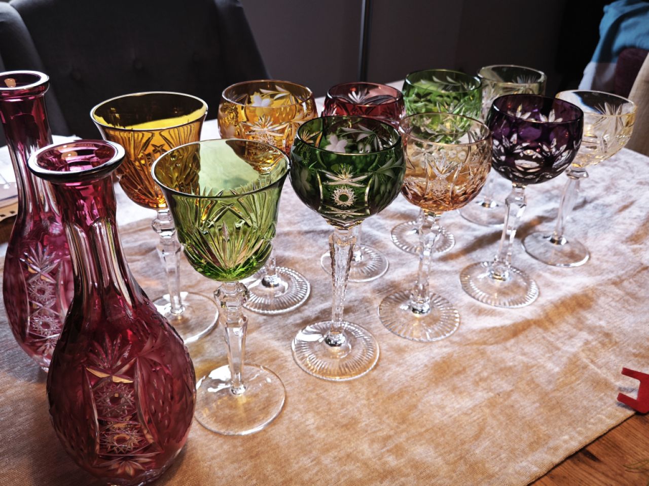 Lot of lead crystal: Römer, goblets, carafes