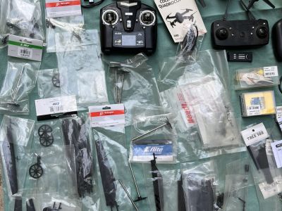 Lot of Helicopters & Drones with Many Spare Parts for Sale!