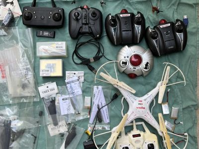 Lot of Helicopters & Drones with Many Spare Parts for Sale!