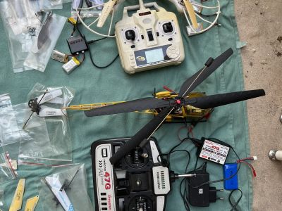 Lot of Helicopters & Drones with Many Spare Parts for Sale!
