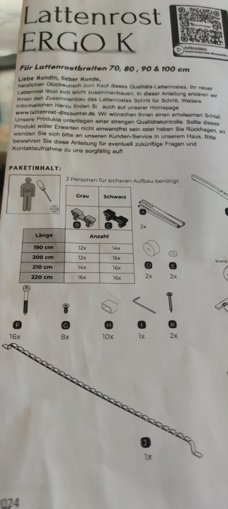 Lattenrost 1x2.00m / 2 Stück