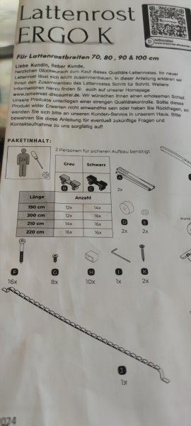Lattenrost 1x2.00m / 2 Stück