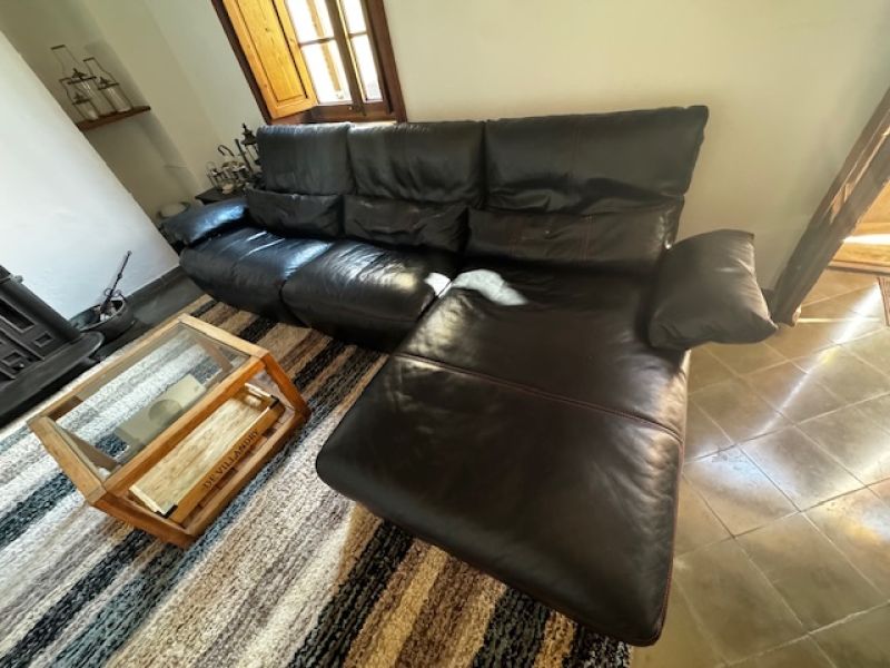 Leder Couch Musterring mit elektisch verstellbarrem Fußteil