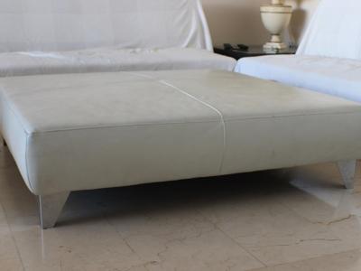 Leather stool cream-colored approx. 100 x 100 cm