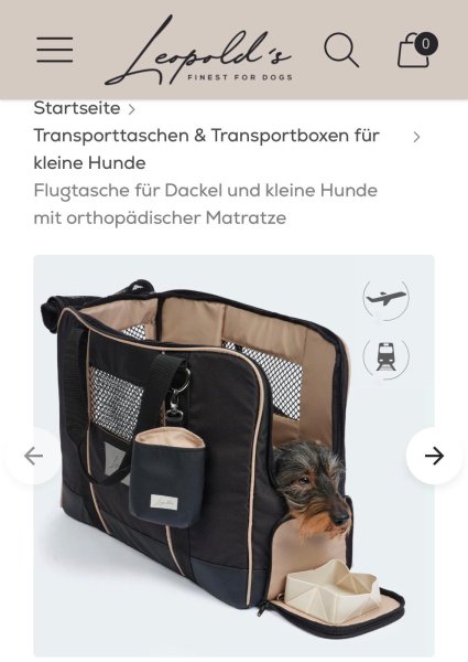 Leopolds Finest Flugtasche für kleine Hunde Neu wurde nie Benutz