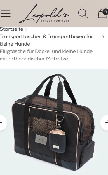 Leopolds Finest Flugtasche für kleine Hunde Neu wurde nie Benutz