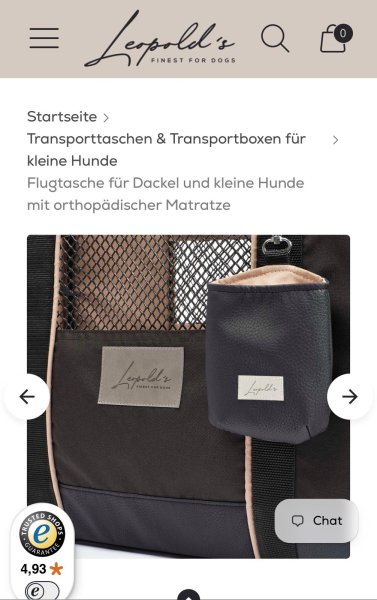 Leopolds Finest Flugtasche für kleine Hunde Neu wurde nie Benutz