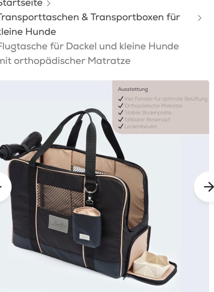 Leopolds Finest Flugtasche für kleine Hunde Neu wurde nie Benutz