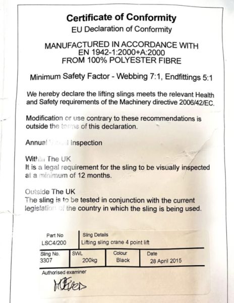 Lifting Slings für Tender