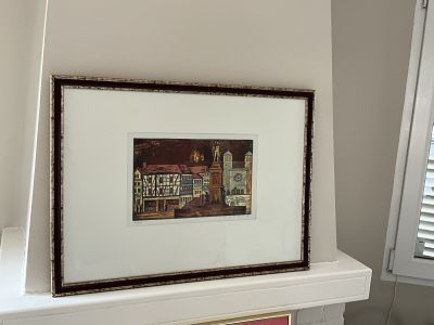 Limited Graphic Zwingenberg Bergstraße, hand-signed Fekete 61/100, framed