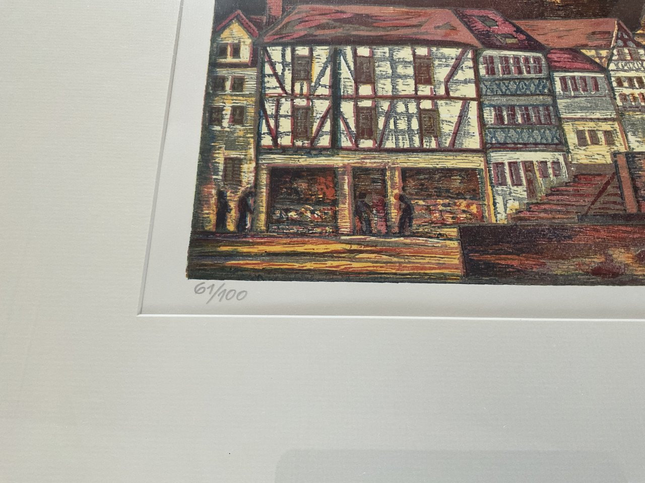 Limited Graphic Zwingenberg Bergstraße, hand-signed Fekete 61/100, framed