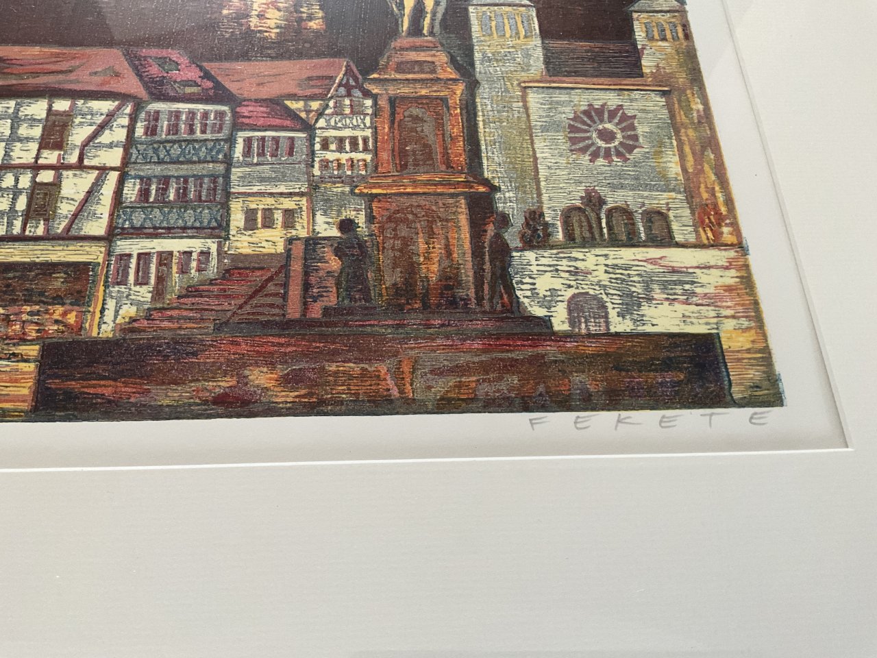 Limited Graphic Zwingenberg Bergstraße, hand-signed Fekete 61/100, framed