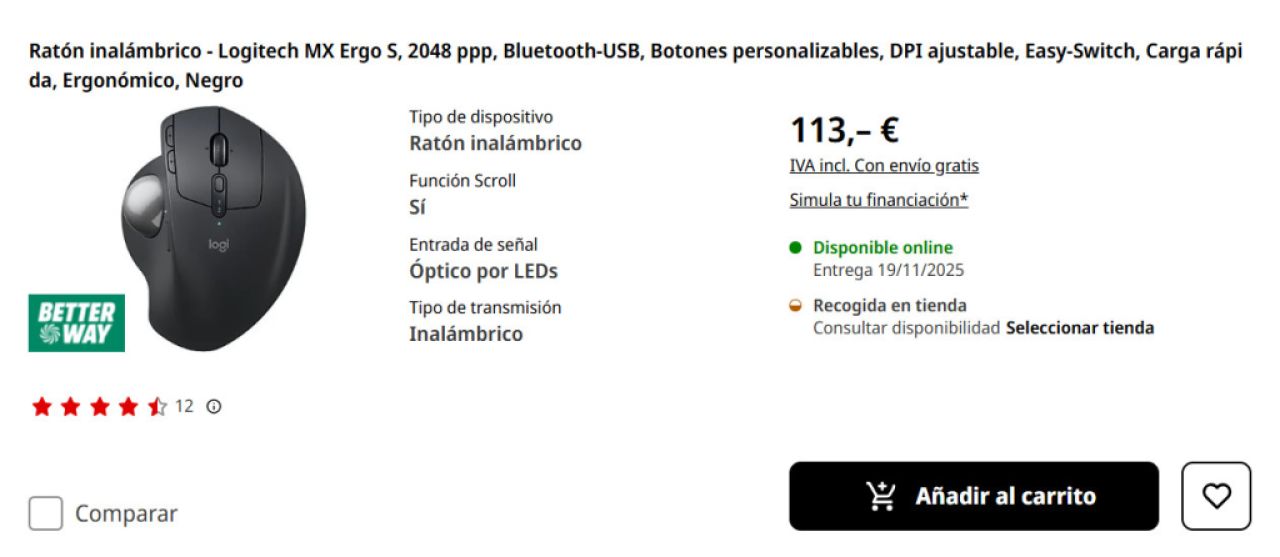 Logitech MX Ergo Kabellose Ergonomische Trackball-Maus