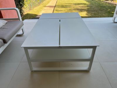 Loungetisch mit 3 höhenverstellbaren Tischplatten-Modulen, Aluminium, weiß, sehr hochwertig