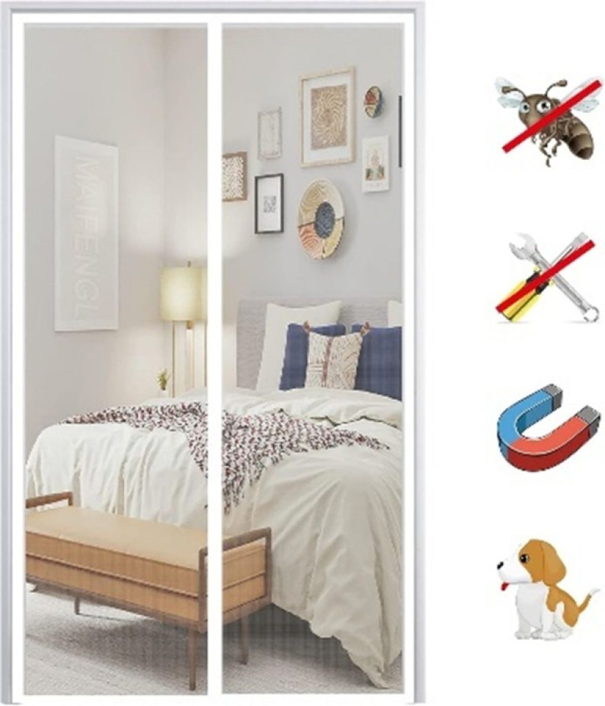 Puerta Mosquitera Magnética, Mosquitera para Puerta de Balcón, Cortina Antimoscas 205x205cm