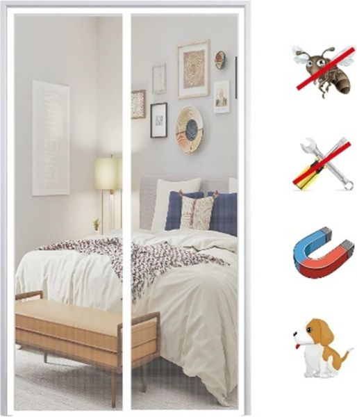 Puerta Mosquitera Magnética, Mosquitera para Puerta de Balcón, Cortina Antimoscas 205x205cm