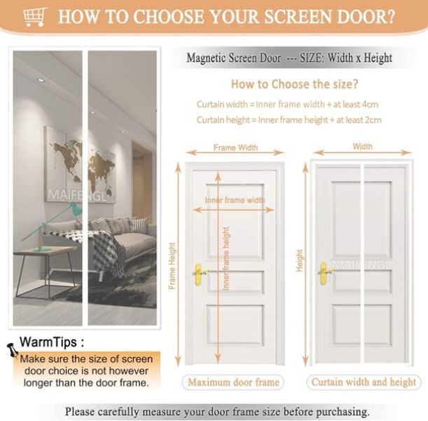 Puerta Mosquitera Magnética, Mosquitera para Puerta de Balcón, Cortina Antimoscas 205x205cm