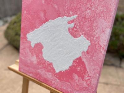 Mallorca Bild Acryl mit Sand auf Leinwand 40x40 Pink Rosa