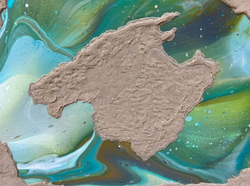 Mallorca Bild Acryl mit Sand auf Leinwand 50x40 grün blau