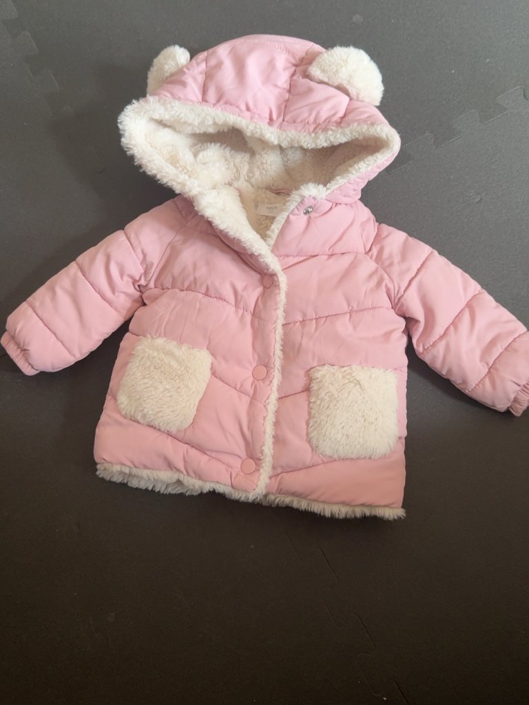 Mango Kids Baby-Winterjacke Gr. 68 rosa mit Kapuze