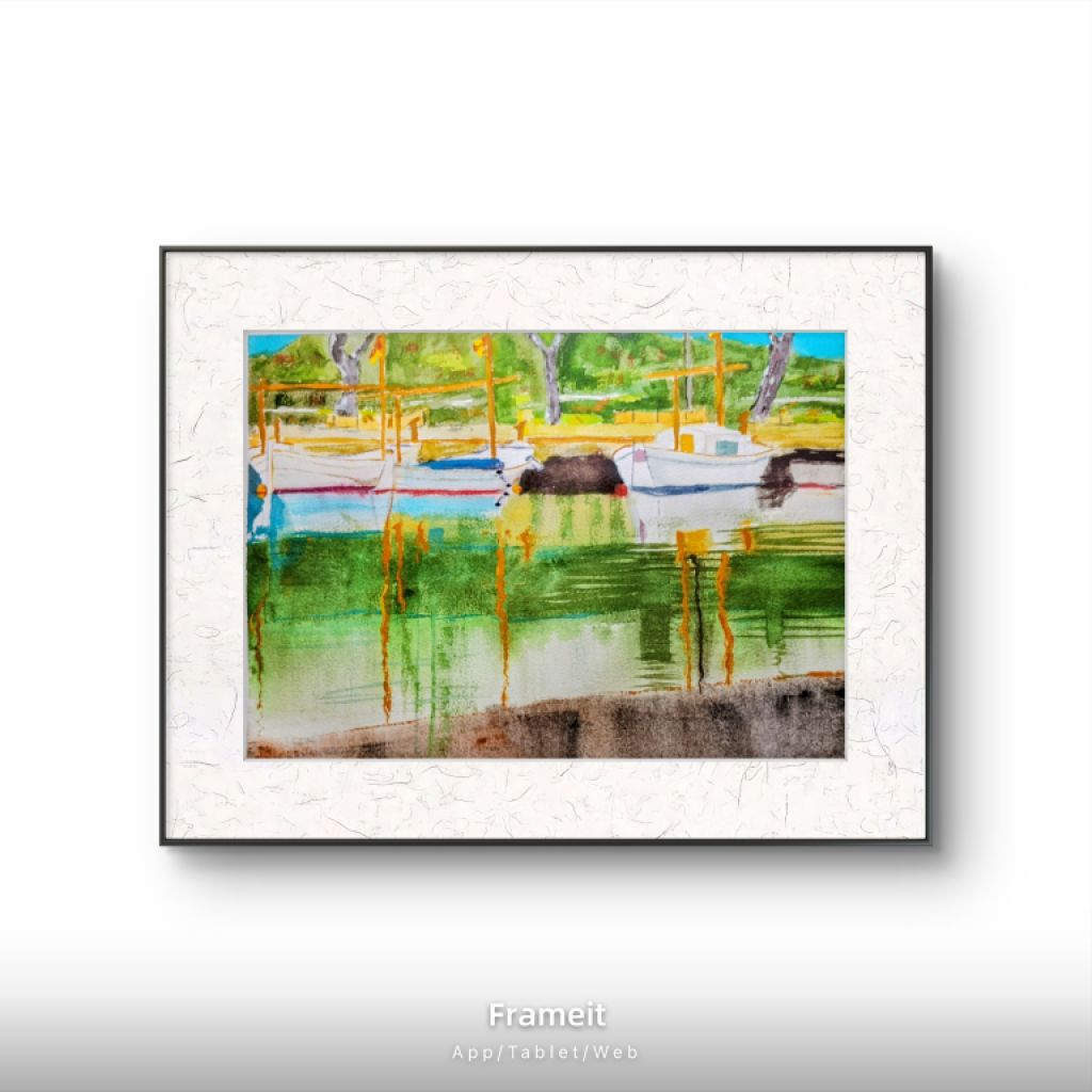 Marine watercolor from Portocolom, new