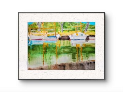 Marine Aquarell von Portocolom, neu