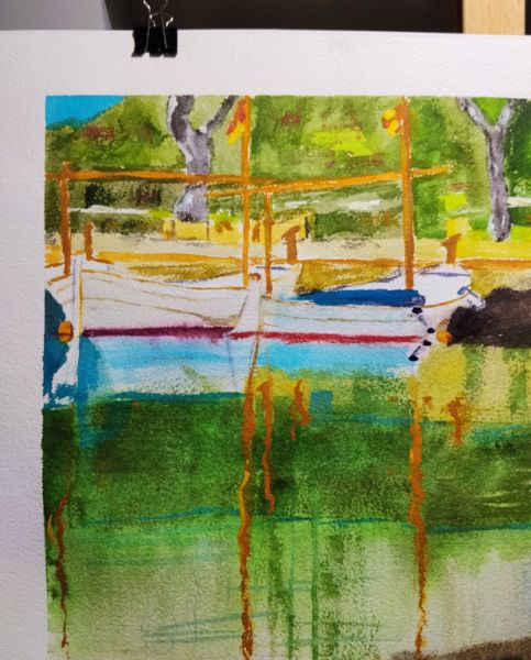 Marine Aquarell von Portocolom, neu