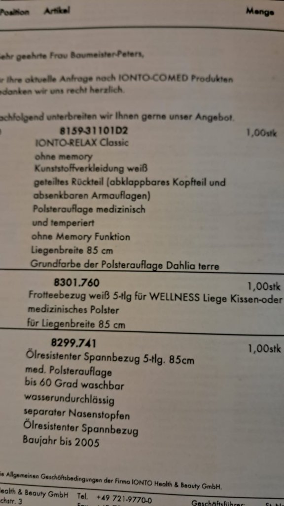 Massage table