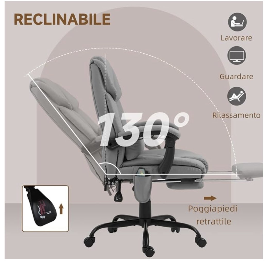 Massagesessel Bürostuhl grau (Vinsetto)