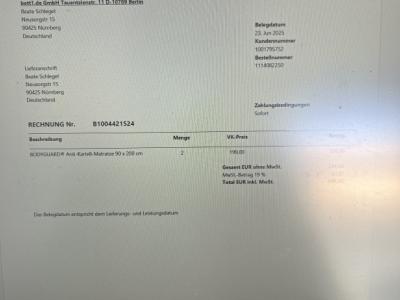 New original mattresses from bett1.de